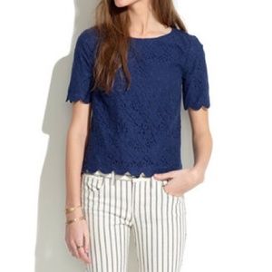 Madewell Lace Bloom Top with Scalloped Edges